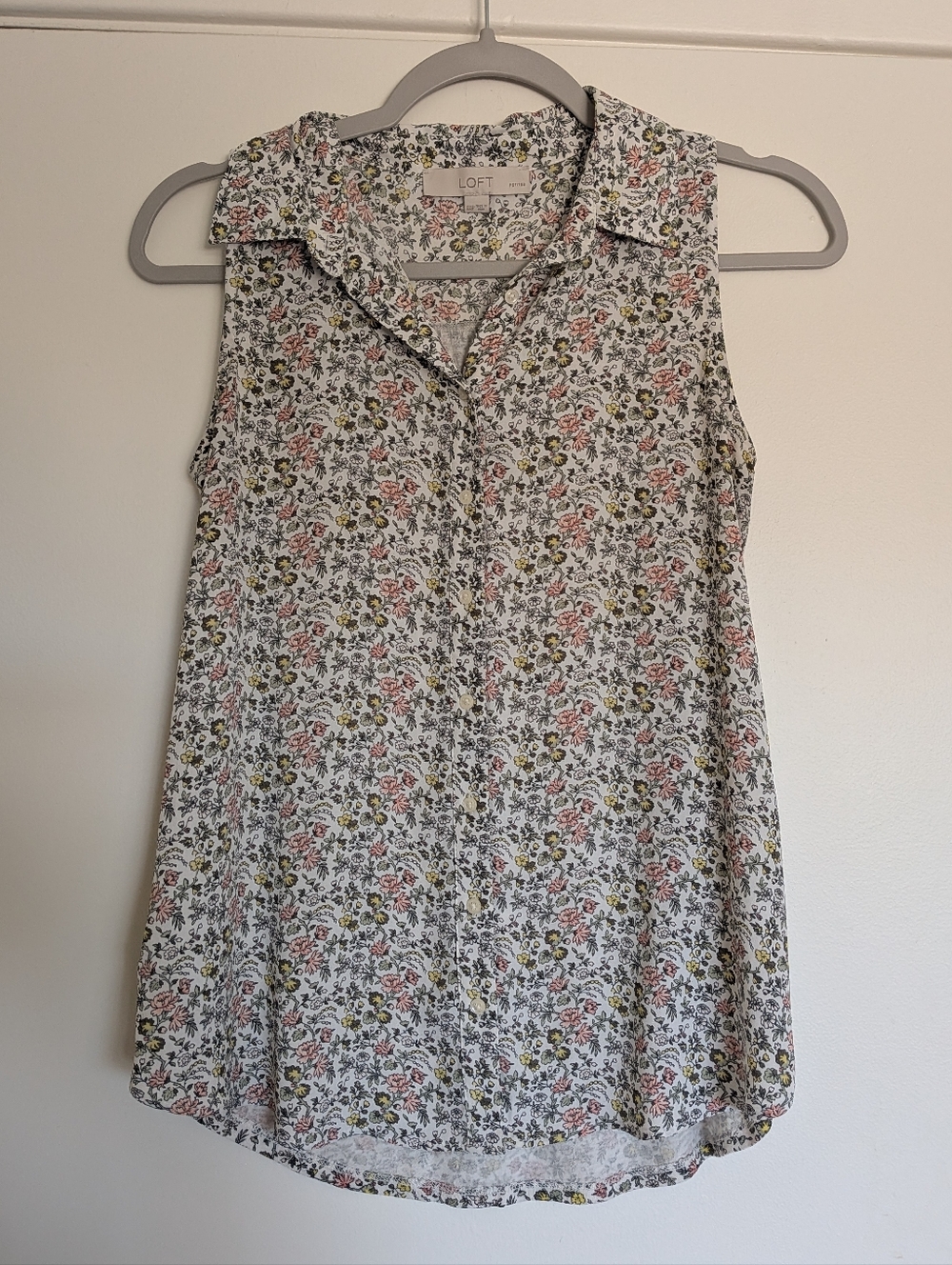 LOFT Floral Sleeveless Collared Shell - XXSP